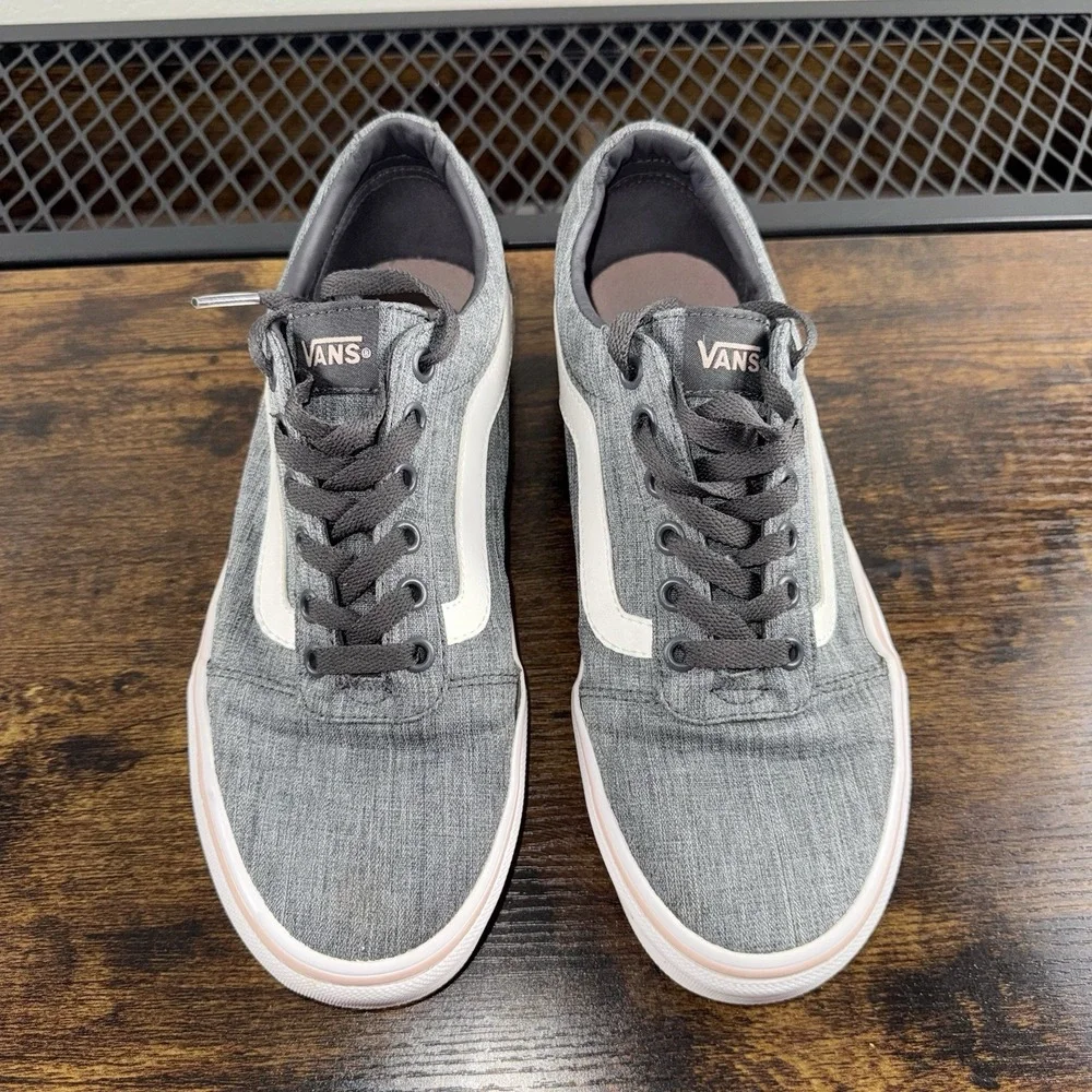 Vans Ward Low Gray Pink Skate Shoes Womens Size 9 Canvas Lace Up Sneakers - Picture 2 of 7